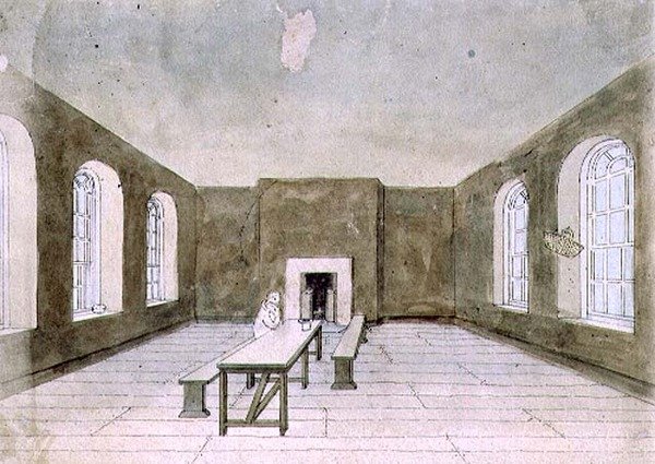 Az elítélt szoba, Newgate börtön (akvarell) alkotó: Frederick Nash