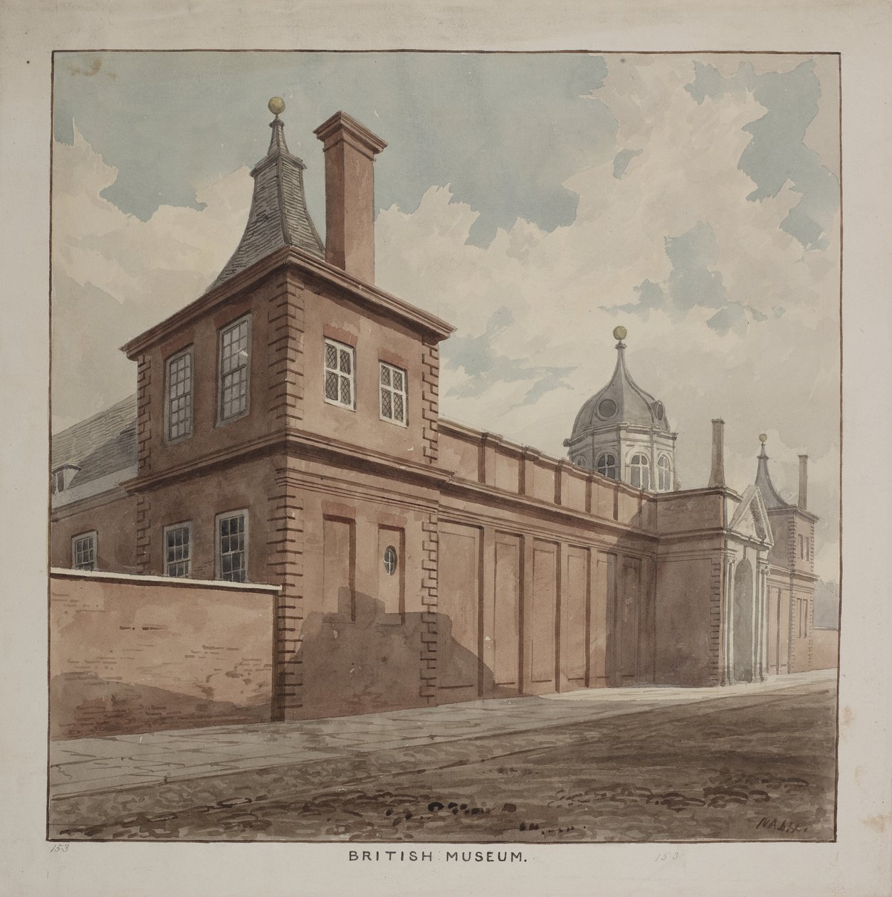 Kilátás a British Museumra, Holborn, 1807 körül alkotó: Frederick Nash