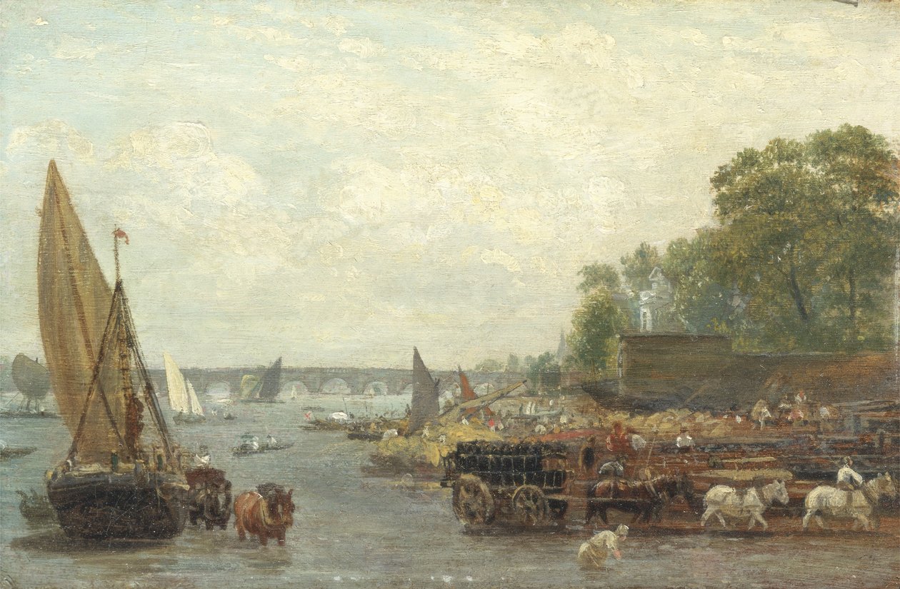 Westminster Bridge, 1820-30 körül (olaj, panel) alkotó: Frederick Nash