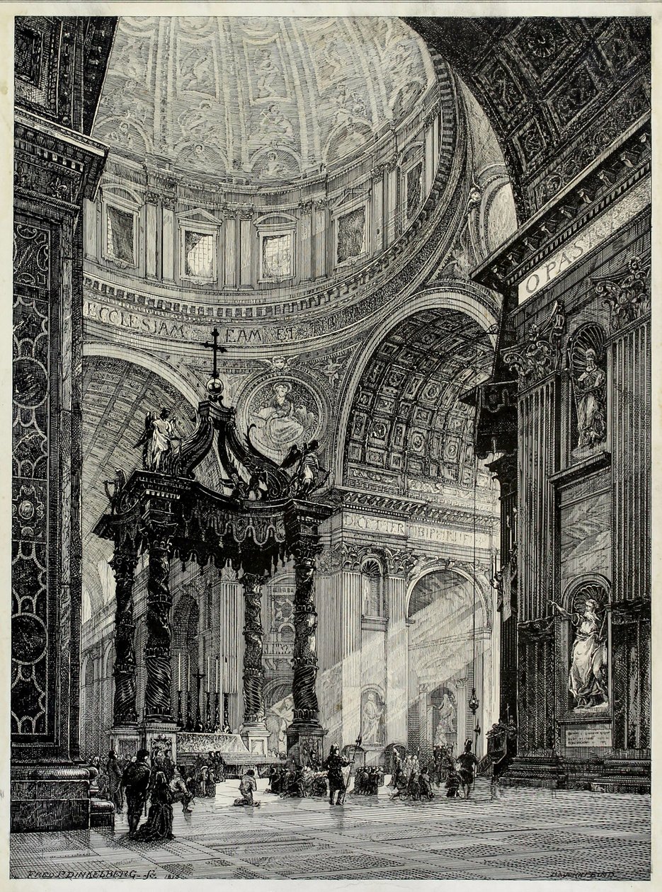 Szent Péter-bazilika, Róma, Olaszország, belső nézet, 1878. alkotó: Frederick P Dinkelberg