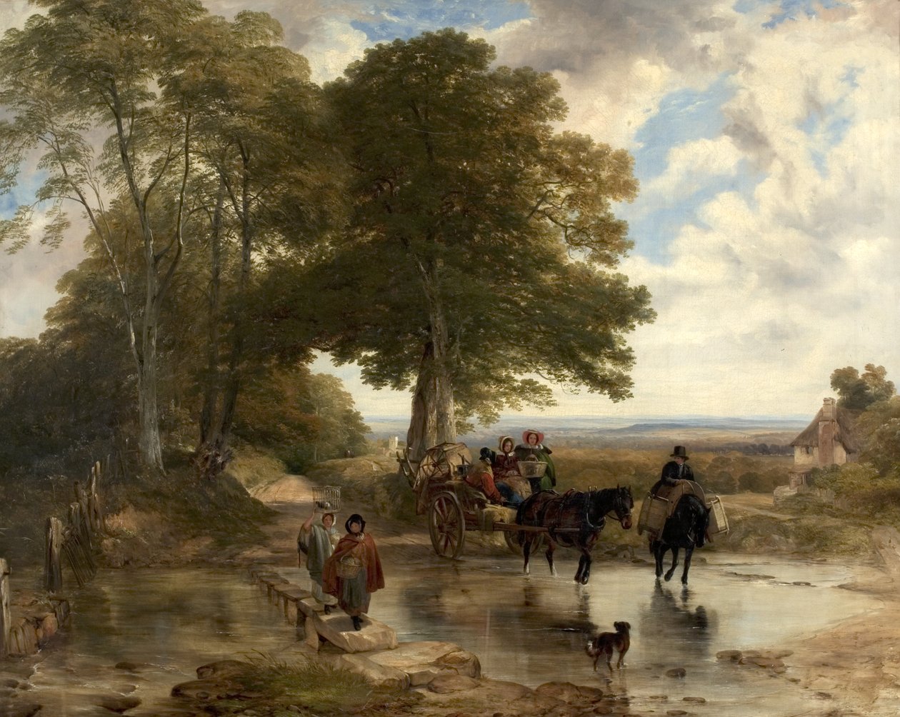 Piaci szekér egy pataknál, 1845 alkotó: Frederick Richard Lee