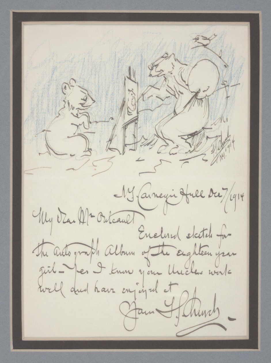 Autogram levél vázlattal alkotó: Frederick Stuart Church