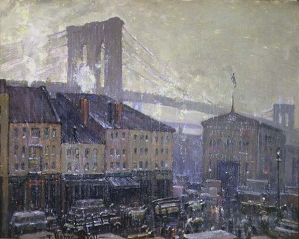 East River, New York, tél (olaj, vászon) alkotó: Frederick Usher de Voll