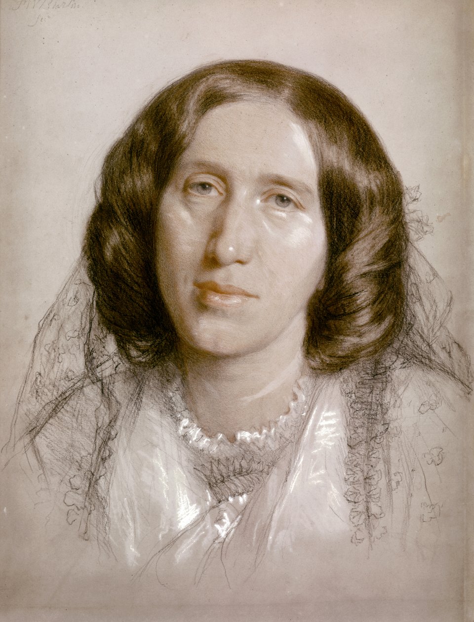 George ELIOT, Portré 1865 (papír, kréta) alkotó: Frederick William Burton