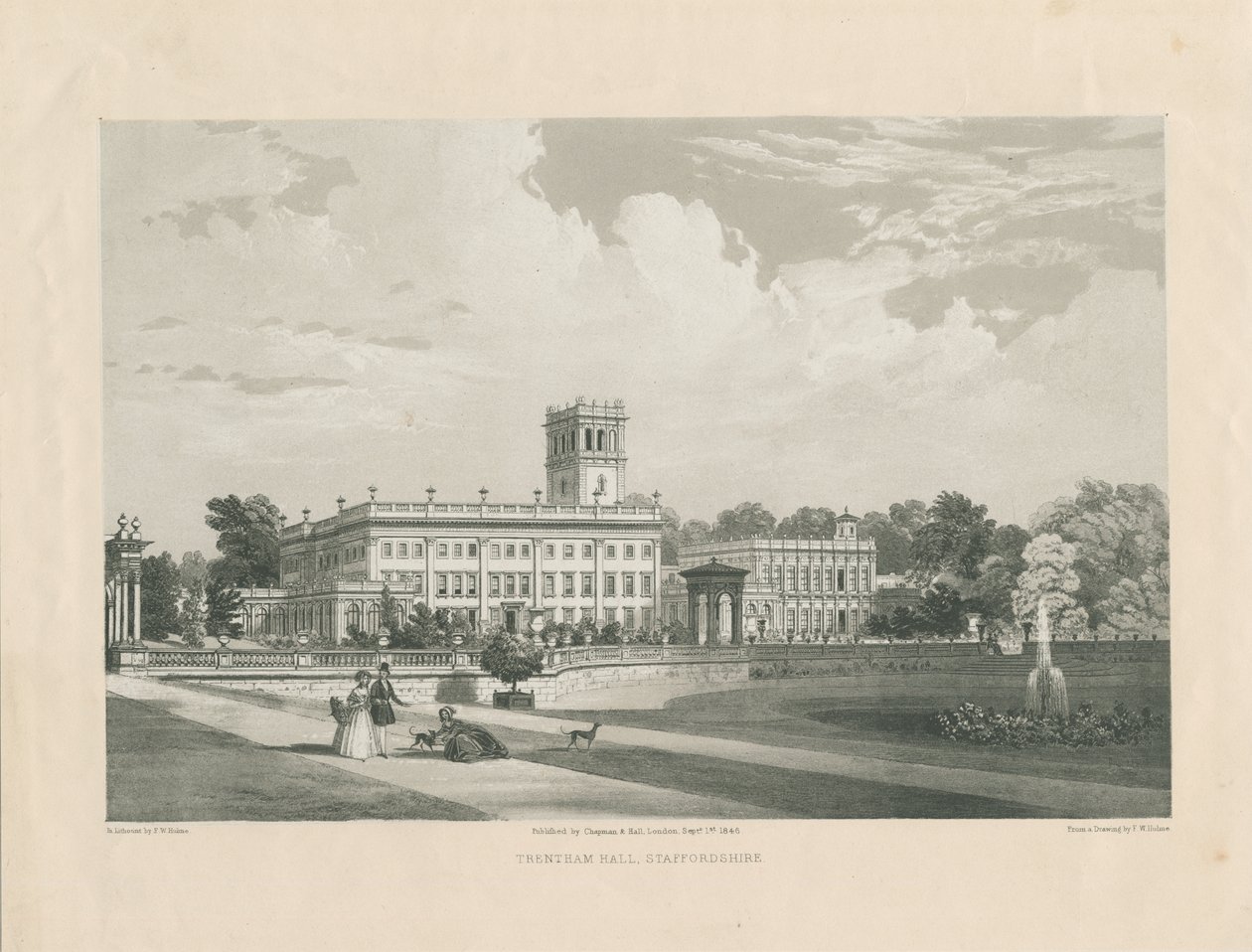 Trentham Hall: litotint metszet, nd [c 1846] (nyomtatás) alkotó: Frederick William Hulme