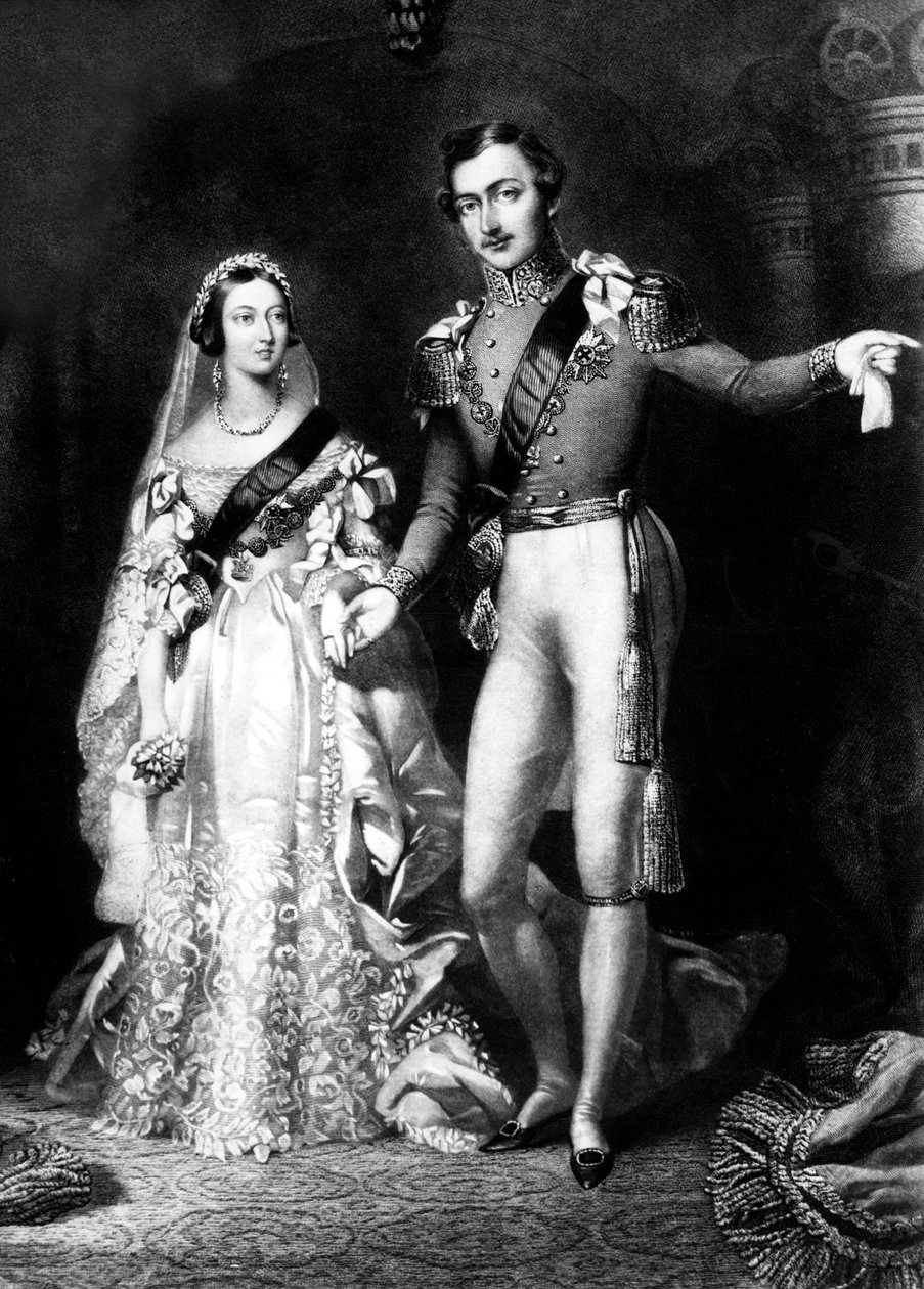 Viktória királynő és Albert herceg hazatérve a londoni Szent Jakab-palotában tartott házassági szertartásról alkotó: Frederick William Lock