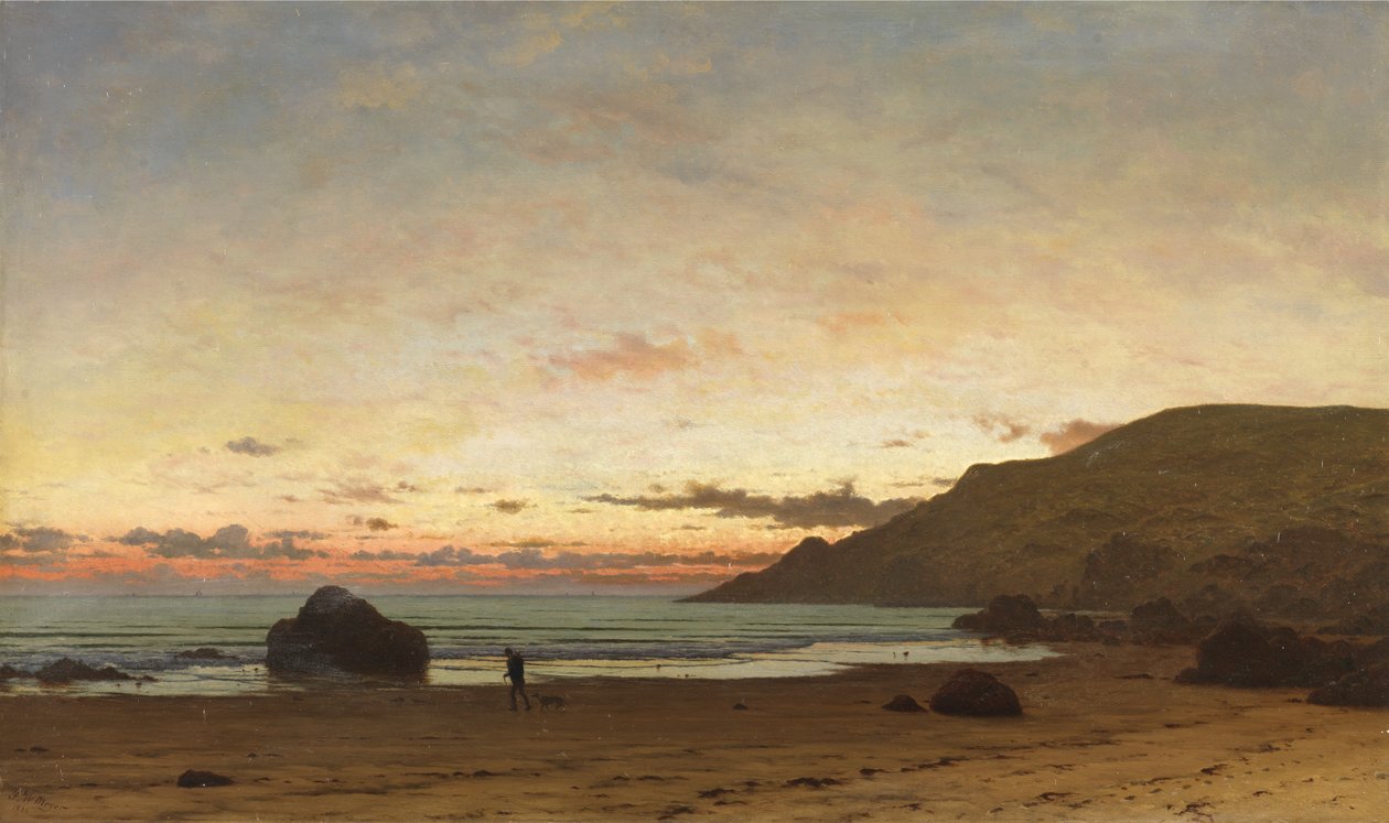 Tengerparti jelenet emberrel és kutyával, 1886 alkotó: Frederick William Meyer