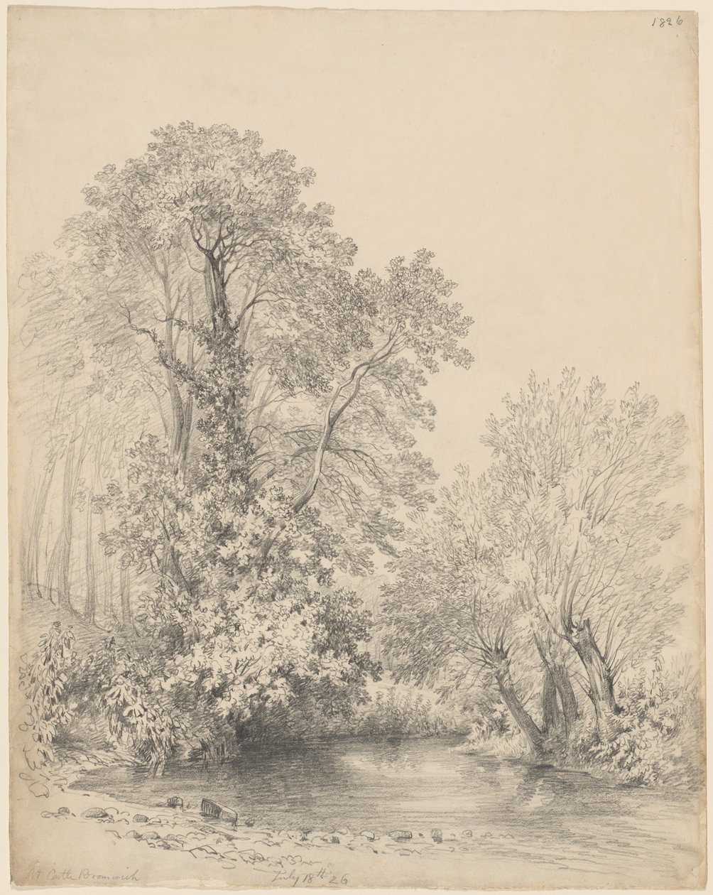 Fák a folyó mellett a Bromwich kastélyban alkotó: Frederick William Watts