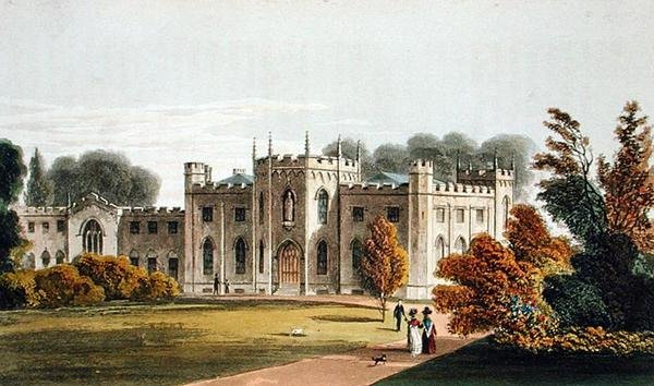 Roehampton Priory, Ackermann „Művészetek Tárából”, 1827-ben (színes litó) alkotó: Frederick Wilton Litchfield (after) Stockdale