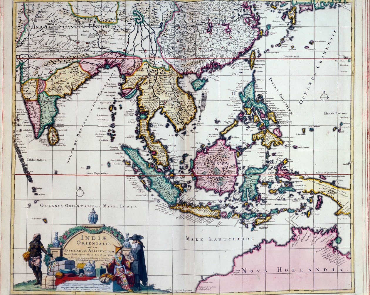Földrajz: Frederick de Witt Kelet-India térképe (aktív 1650 körül) 17. századi Párizs, B.N. alkotó: Frederick de Wit