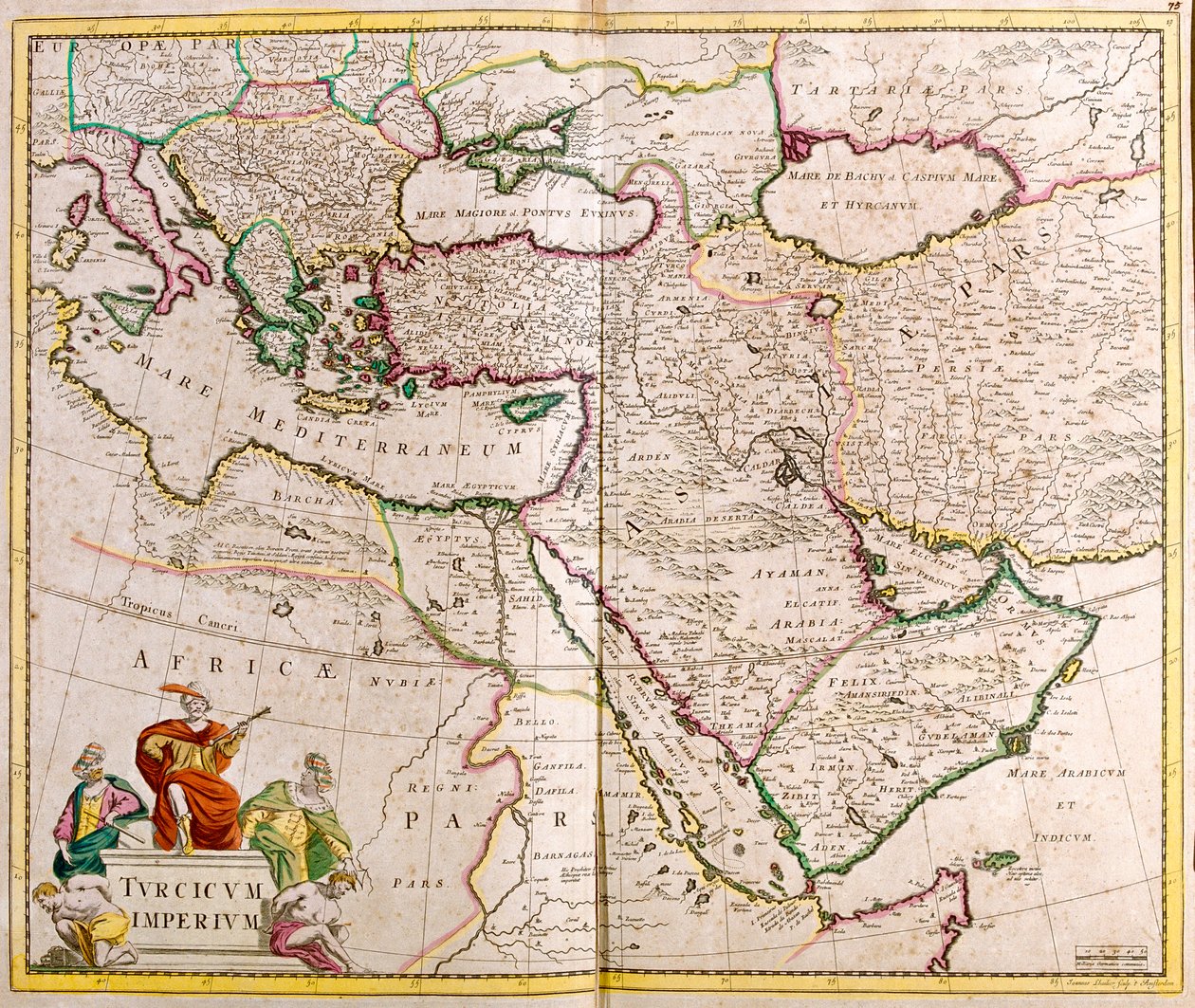 Olaszország, Balkán-félsziget, Törökország, Libanon, Szíria, Izrael, Jordánia, Irak, Arab-félsziget, Irán. alkotó: Frederick de Wit