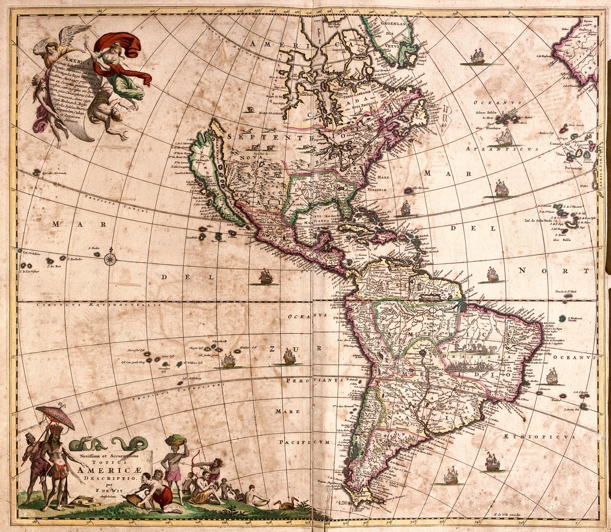 Amerika térképe (rézkarc alkotó: Frederick de Wit