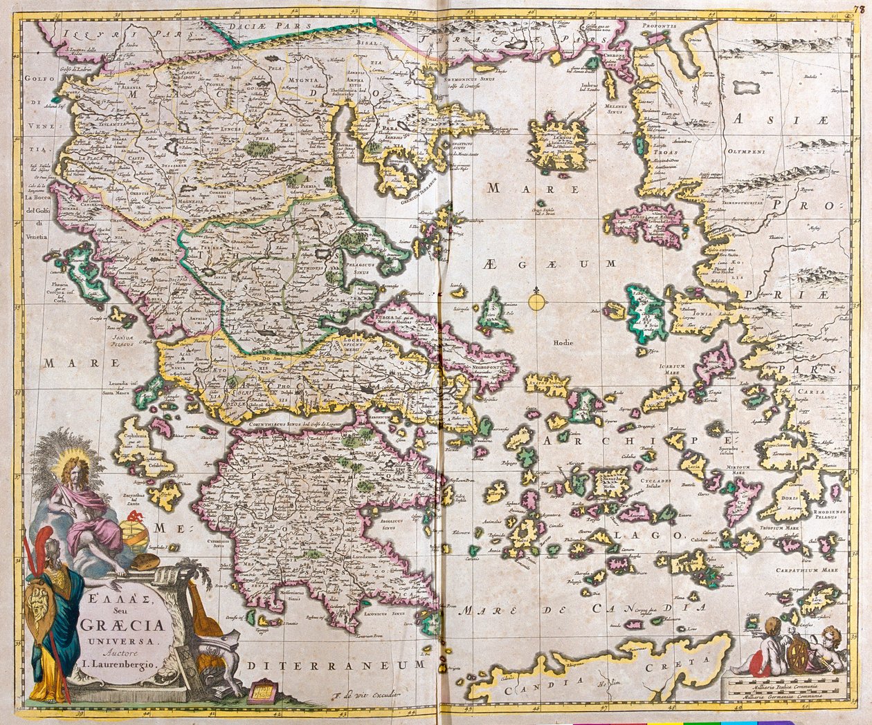 Görögország térképe (rézkarc alkotó: Frederick de Wit