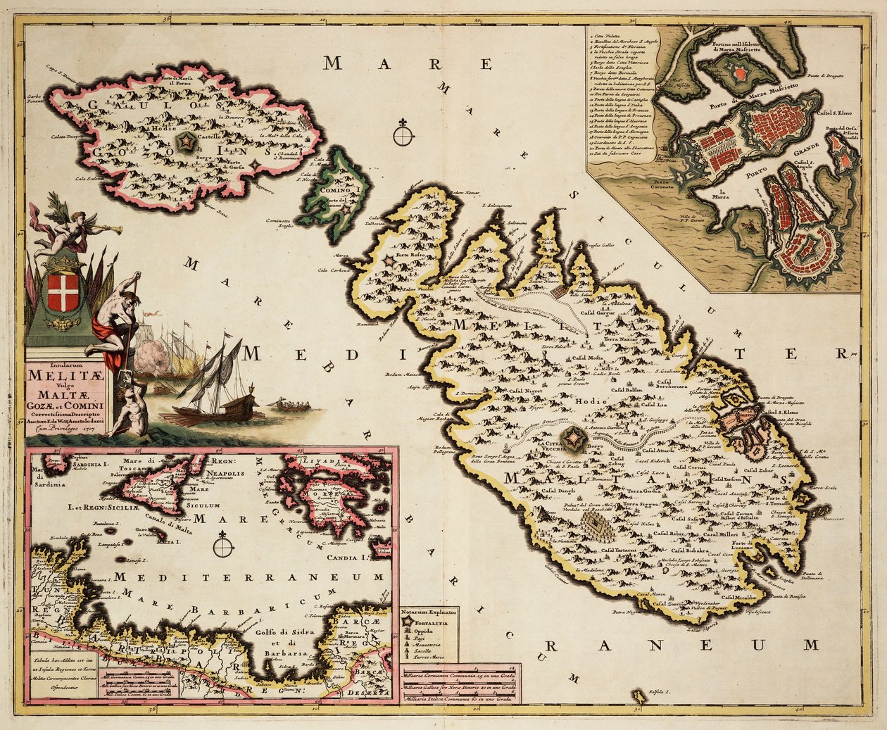 Málta, Gozo és Comino térképe alkotó: Frederick de Wit