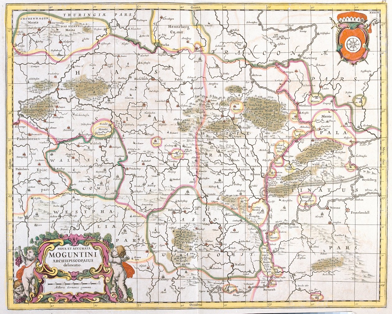 A Mainzi Archeveche térképe (Németország) (rézkarc alkotó: Frederick de Wit