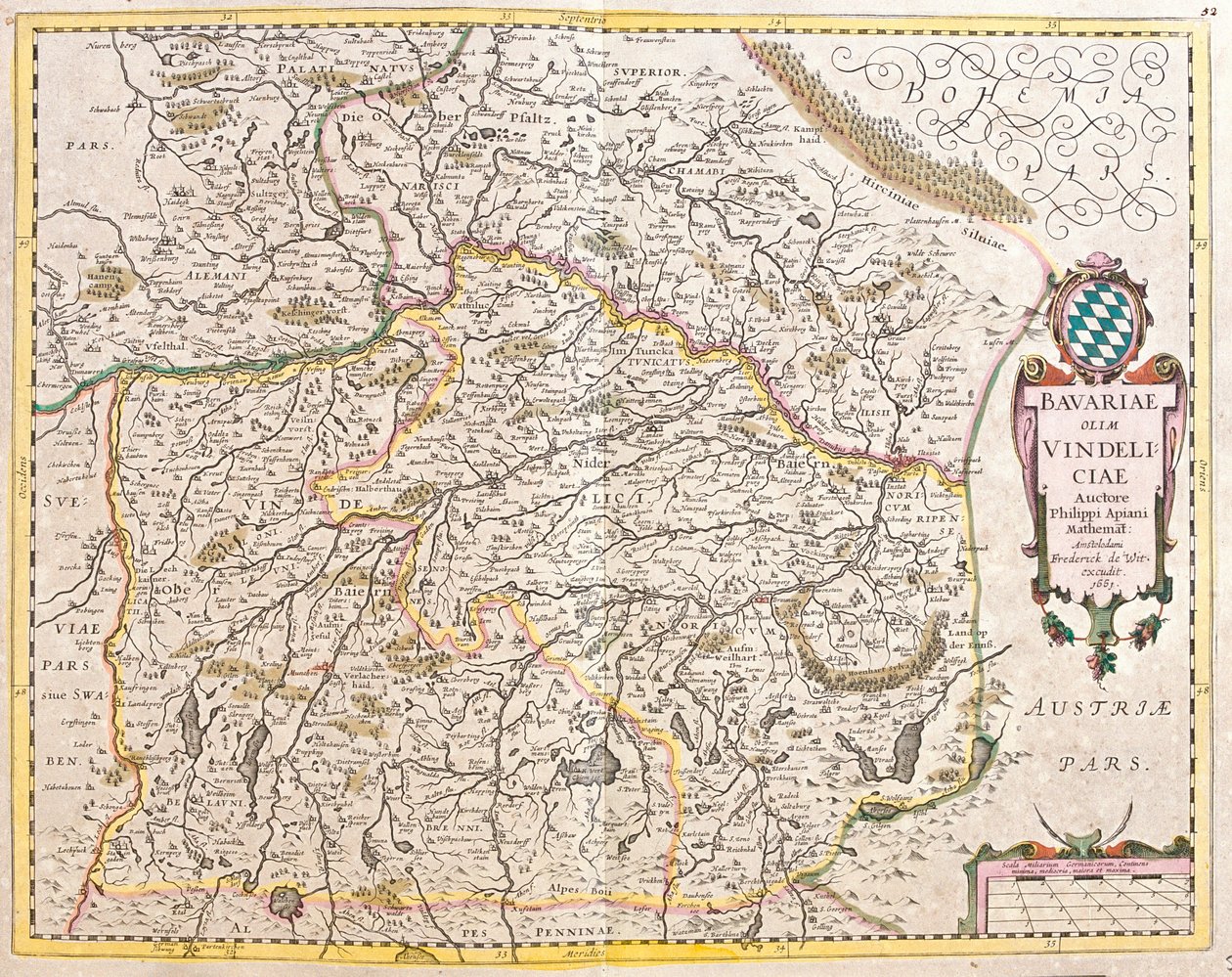 Baviere térképe (Németország) (rézkarc alkotó: Frederick de Wit