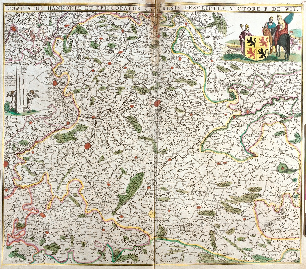 Hainaut (Hainau) gróf (Belgium) és Cambresis Eveche (Franciaország) térképe (rézkarc alkotó: Frederick de Wit