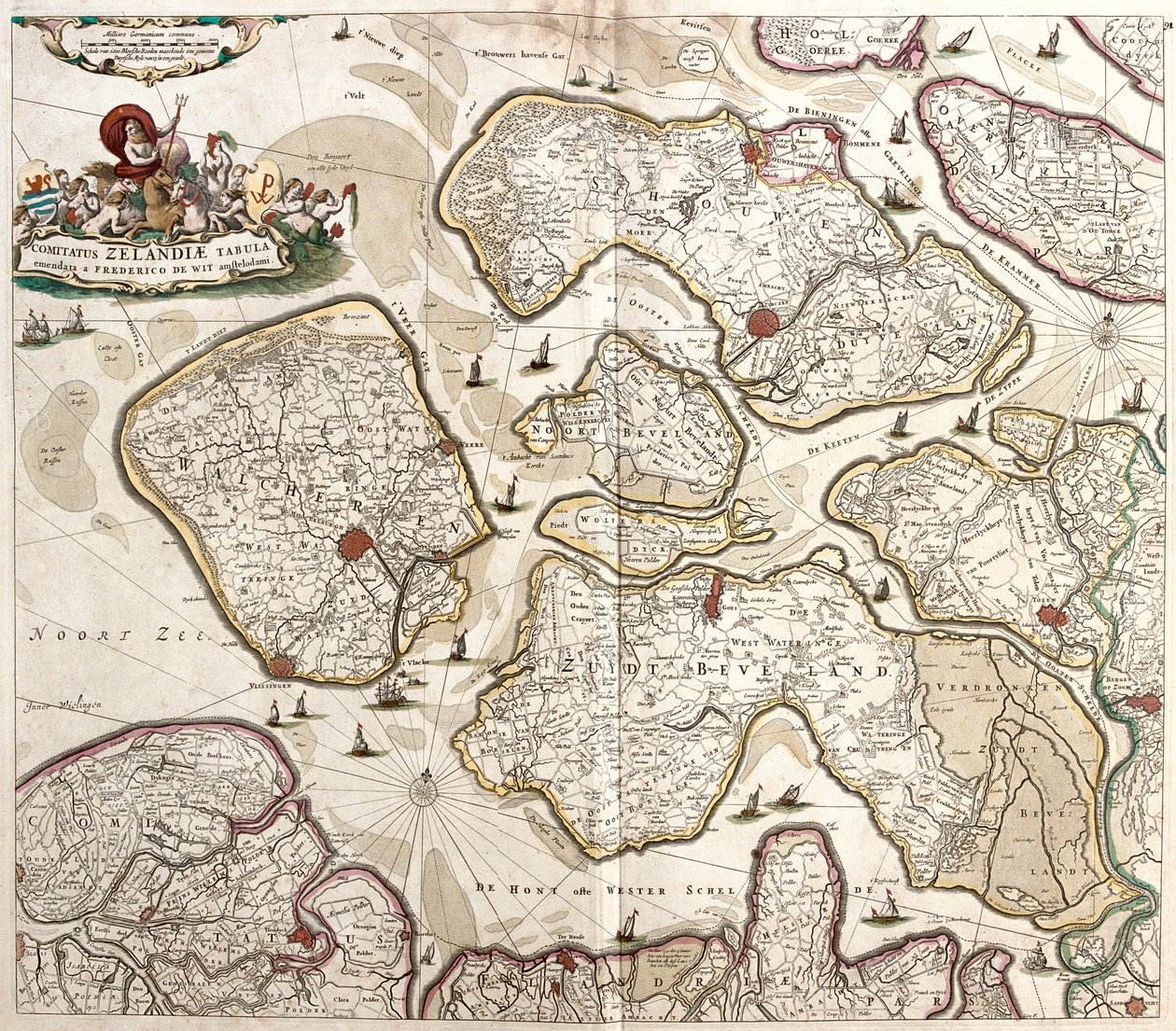 Zelande grófjának térképe (Hollandia) (rézkarc alkotó: Frederick de Wit
