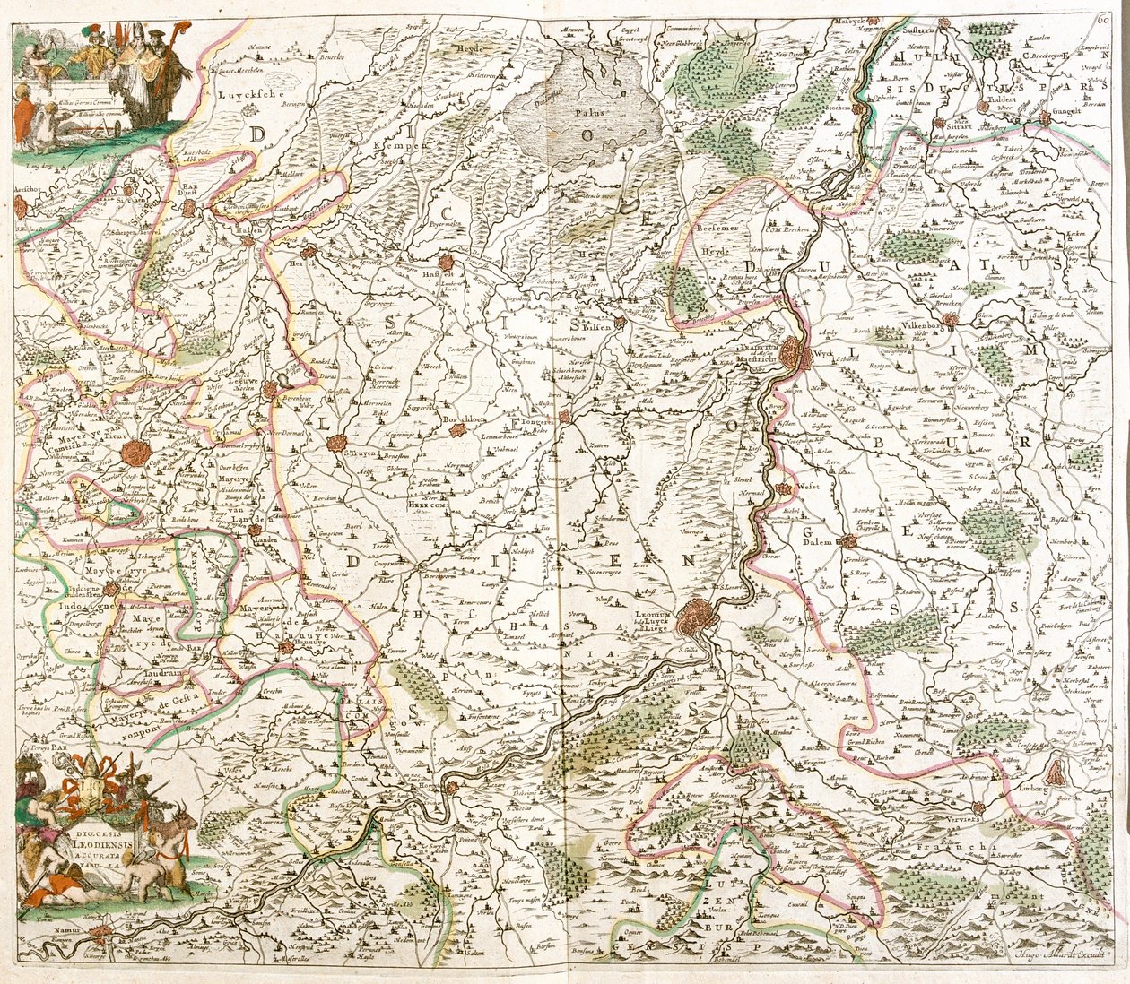 A Liege-i Egyházmegye térképe (Belgium) (rézkarc alkotó: Frederick de Wit