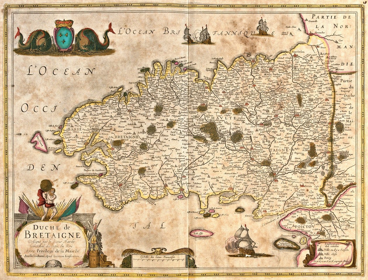 Bretagne hercegének térképe (Franciaország) (rézkarc alkotó: Frederick de Wit