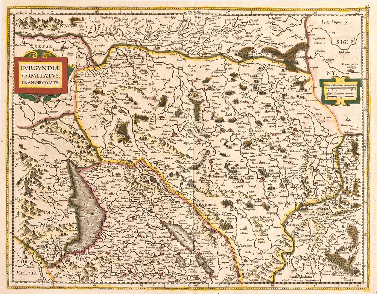 A Franche Comte (Franciaország) térképe (rézkarc alkotó: Frederick de Wit