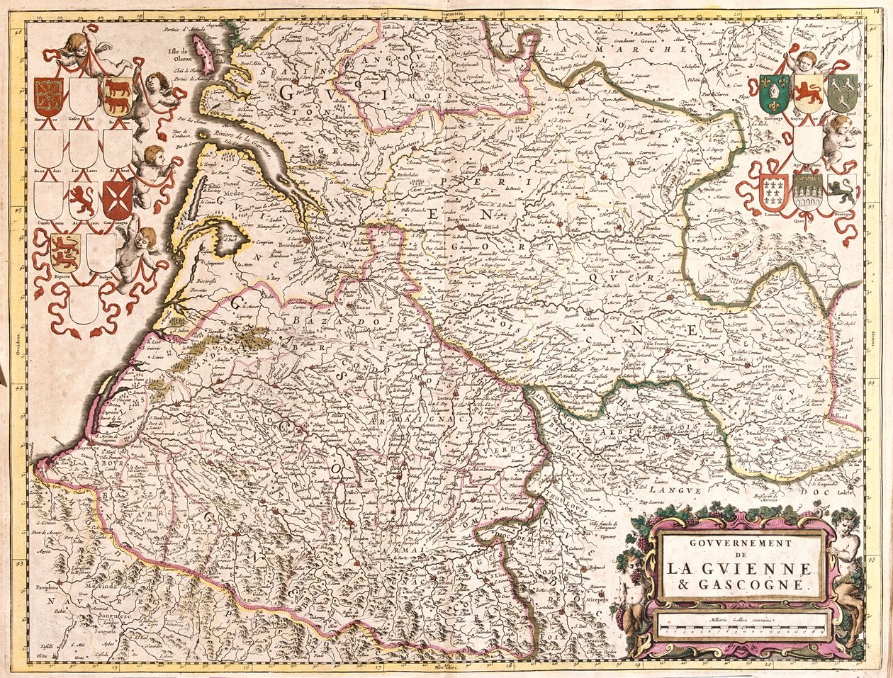 Guyenne és Gascogne kormányának térképe (Franciaország) (rézkarc alkotó: Frederick de Wit
