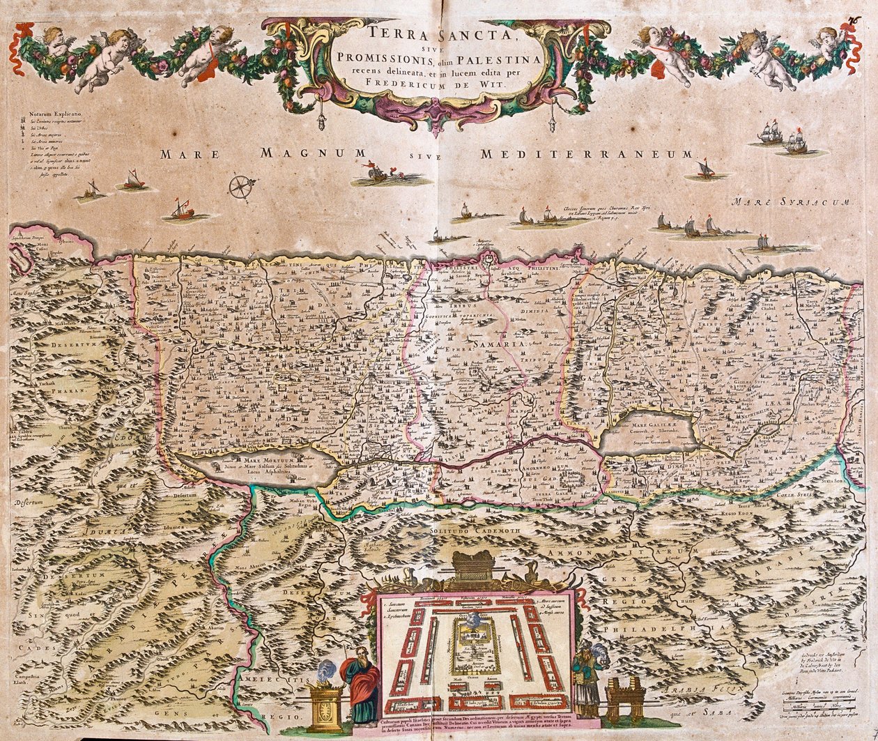 A Szentföld térképe (Izrael, Palesztina) (rézkarc alkotó: Frederick de Wit