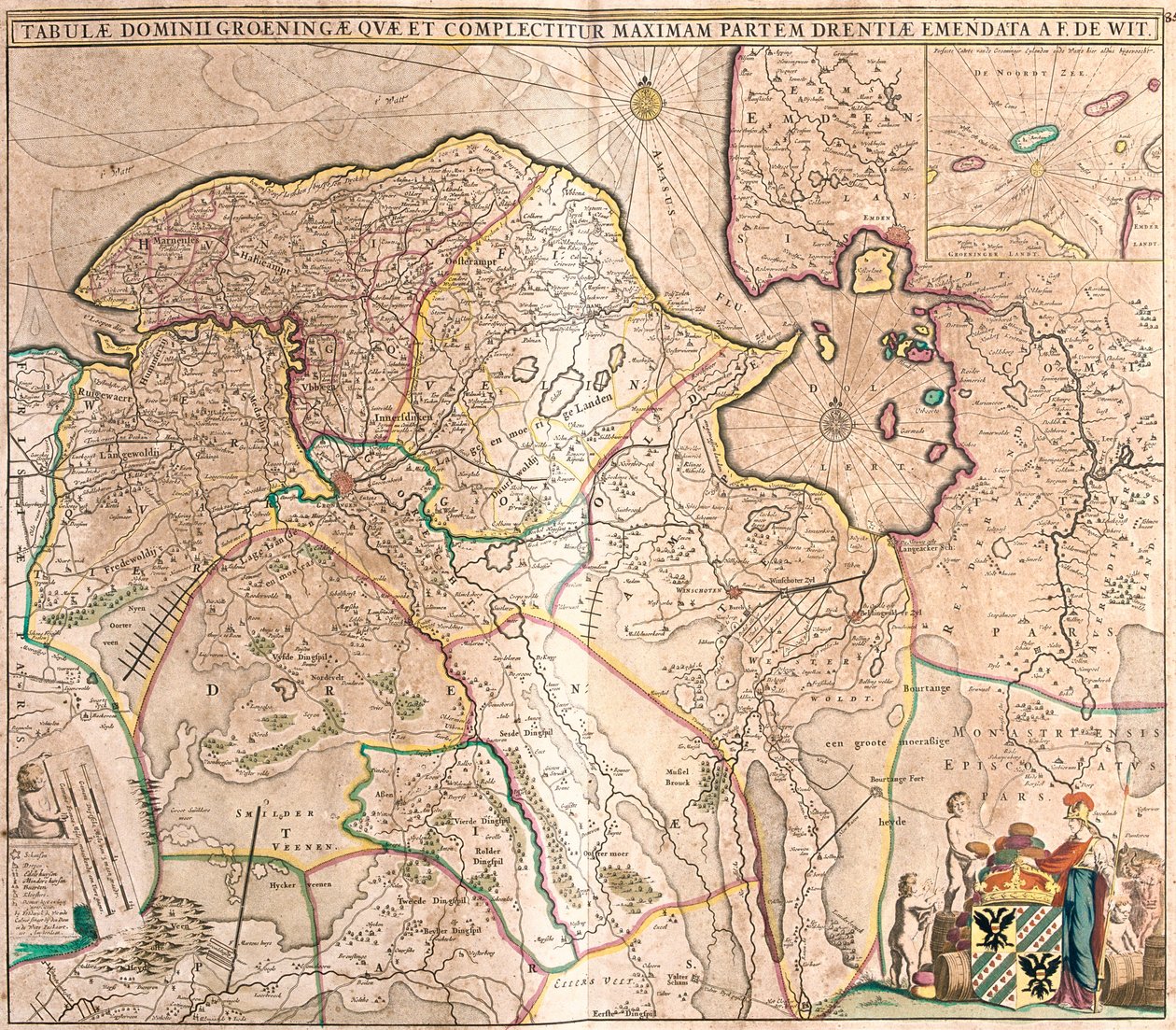 Groningen tartomány térképe (Hollandia) (rézkarc alkotó: Frederick de Wit
