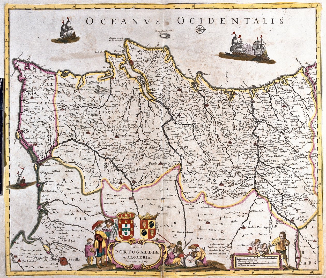 Portugália és Algarve királyságának térképe (rézkarc alkotó: Frederick de Wit
