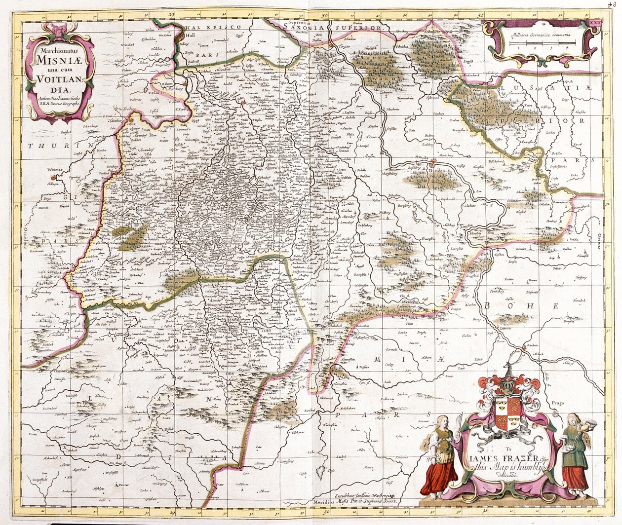 Misnie (Németország) menetének (margraviátus) térképe (rézkarc alkotó: Frederick de Wit