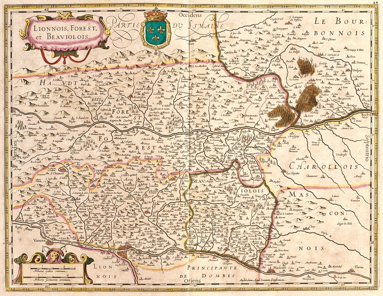 Lyon és Beaujolais (Franciaország) területek térképei (rézkarc alkotó: Frederick de Wit