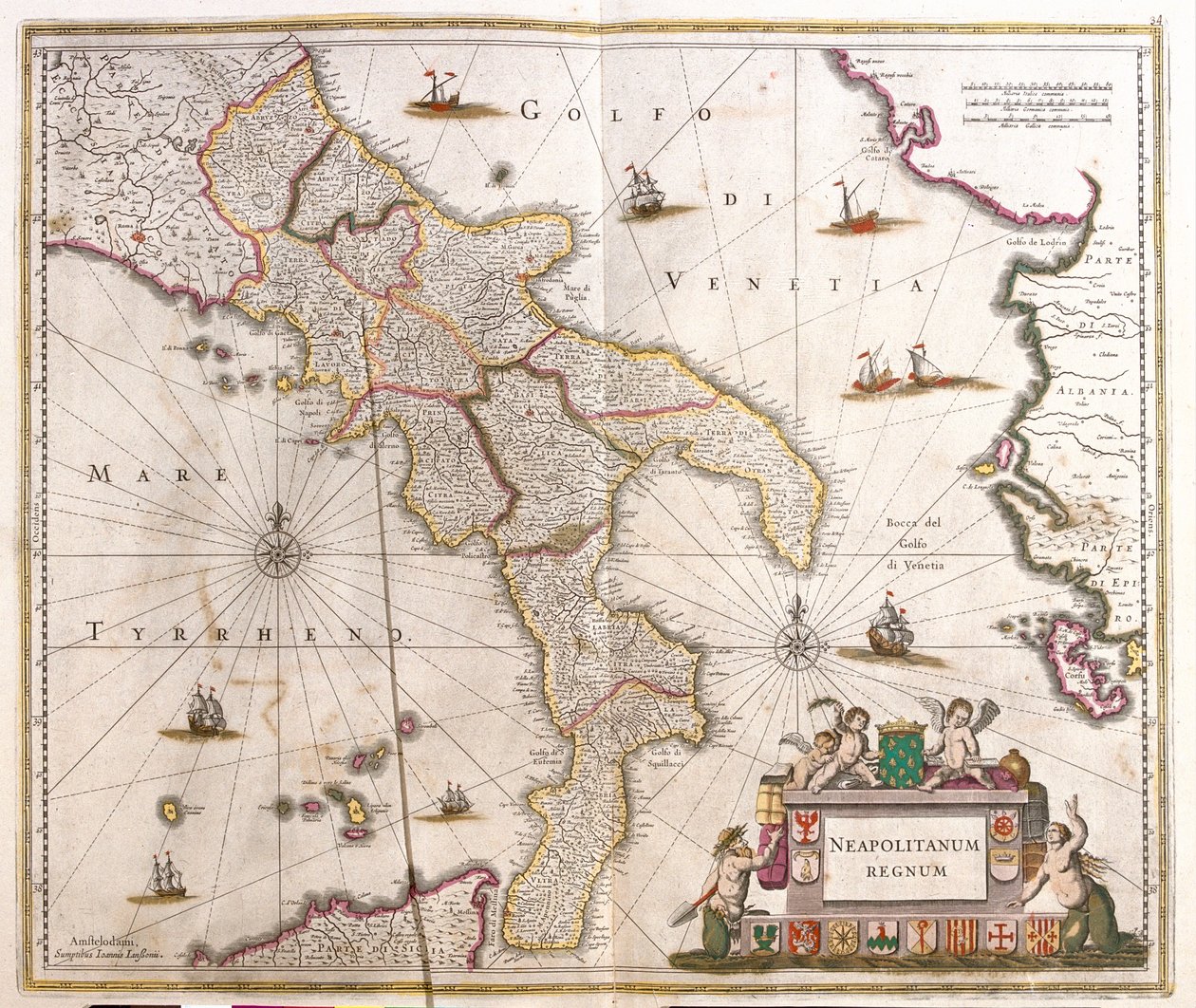 Molise, Campania, Calabria, Basilicata, Apulia , Olaszország alkotó: Frederick de Wit