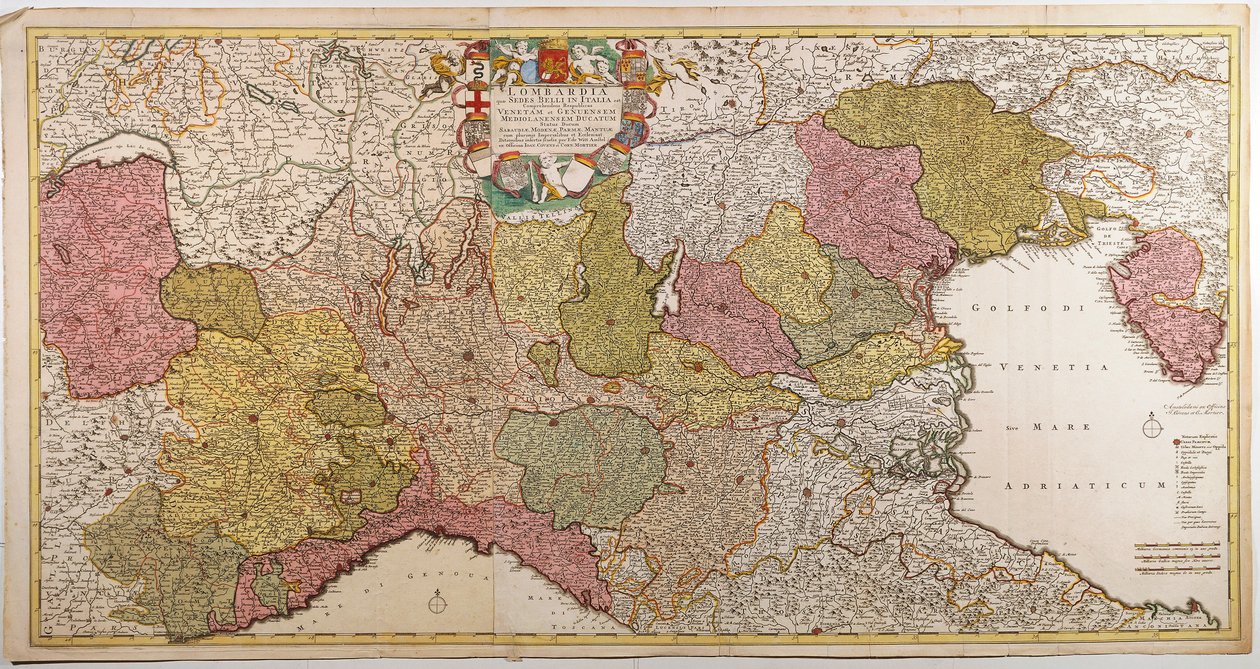 Észak-Olaszország. Frederik de Wit térképe, Amszterdam, rézmetszet. 1705 alkotó: Frederick de Wit