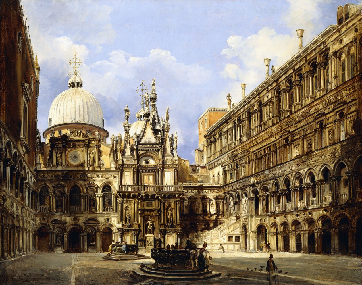 A Dózse-palota udvara, Velence, 1841 alkotó: Frederico Moja
