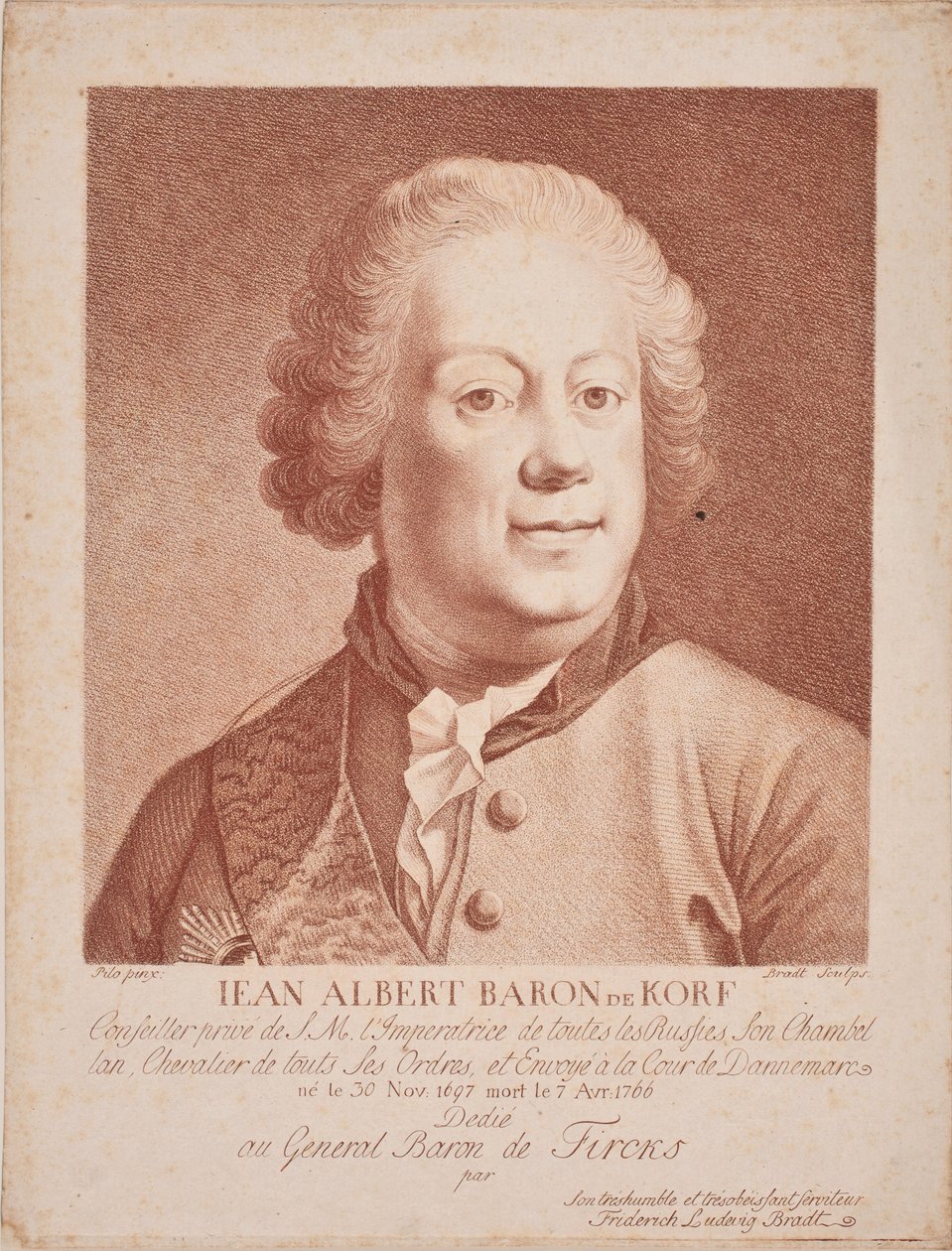 Johann Albrecht von Korff báró portréja 1697-1766, XVIII. század közepe. alkotó: Frederik Ludvig  Bradt