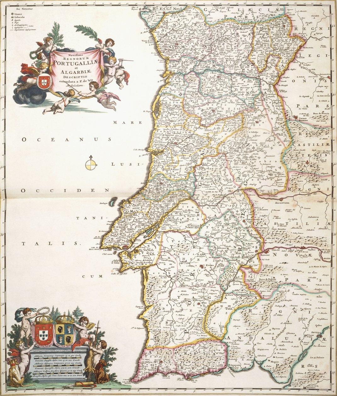 Portugáliát ábrázoló térkép, 1680 körül alkotó: Frederik de Wit