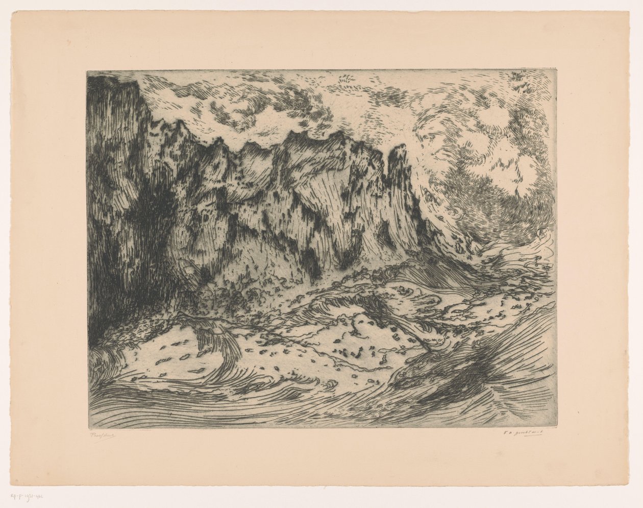 Hullámok a sziklákon alkotó: Frederika Henriëtte Broeksmit (signed by artist)