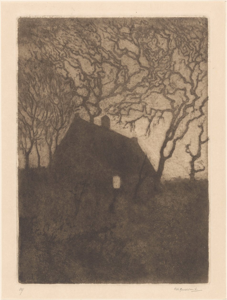 Ház éjjel alkotó: Frederika Henriëtte Broeksmit (signed by artist)