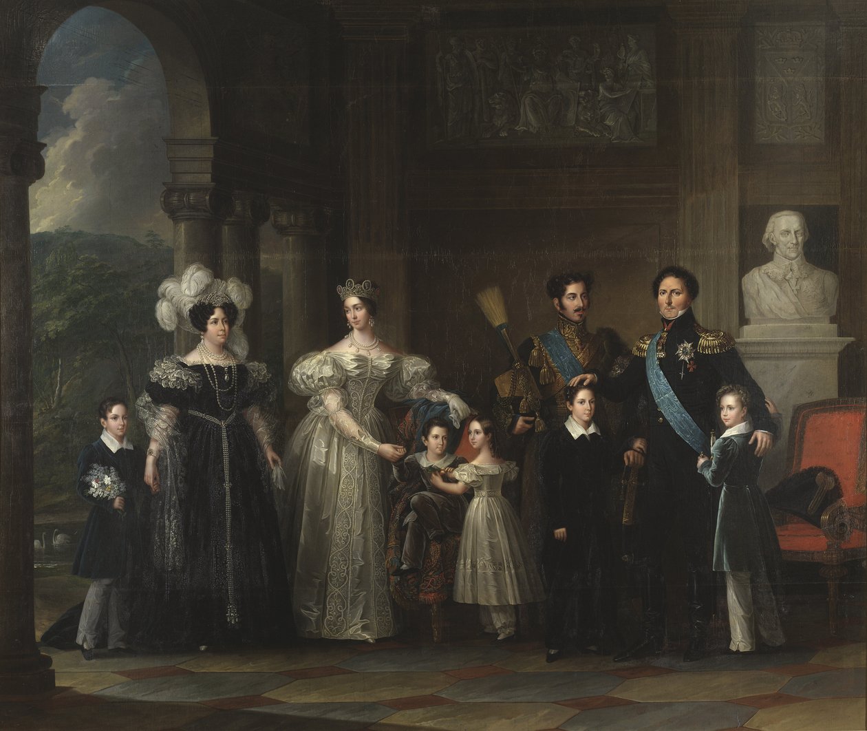 Bernadotte család (Svédország és Norvégia monarchiája): I. Oscar (1799-1859), Desiree Clary (1777-1860), Josephine de Leuchtenberg (1807-1867), XV. Károly (1826-1872), II. Oscar (1829-1907) , Charles XIV Jean (1763-1844), Gusztáv herceg (1827-1852) és herc alkotó: Fredric Westin