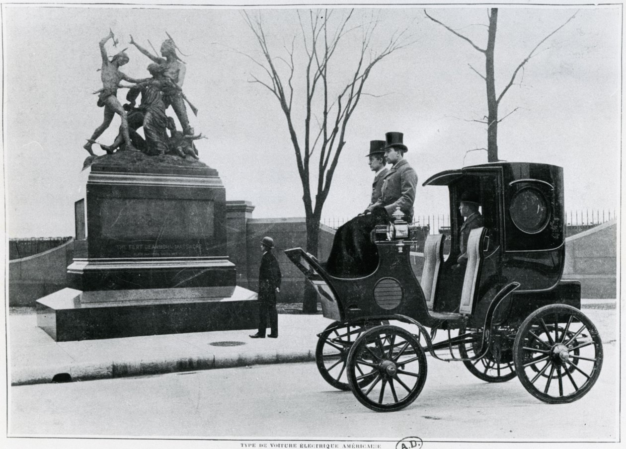 Amerikai elektromos autó Párizsban, 1900 körül alkotó: French Photographer