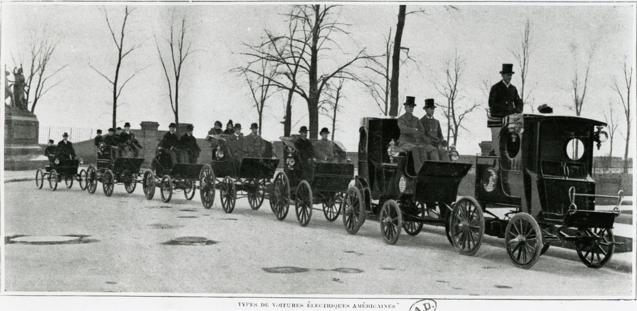 Amerikai elektromos autók Párizsban, 1900 körül alkotó: French Photographer
