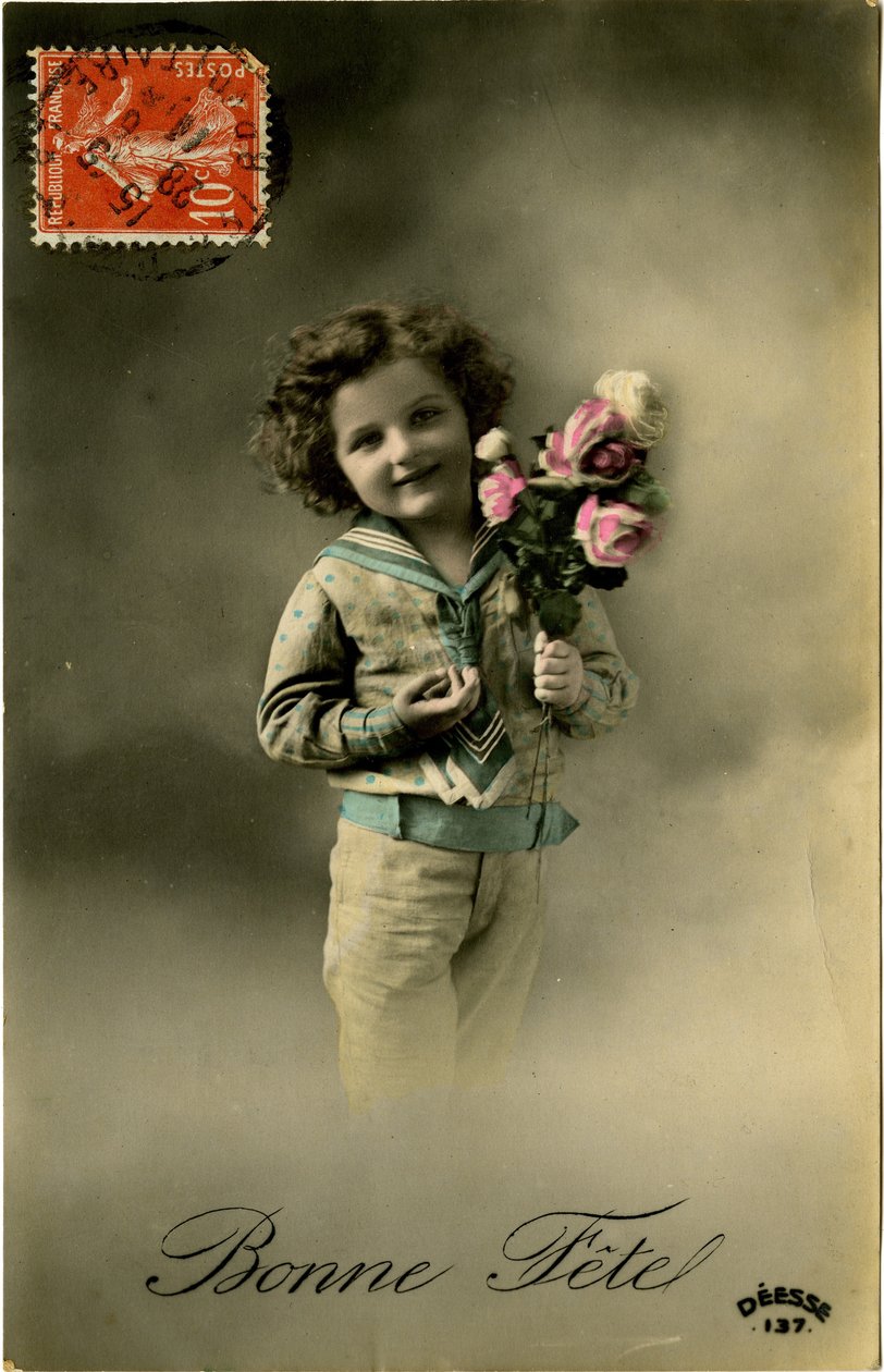 Bonne Fete kártya, 1907 (színes fotó) alkotó: French Photographer