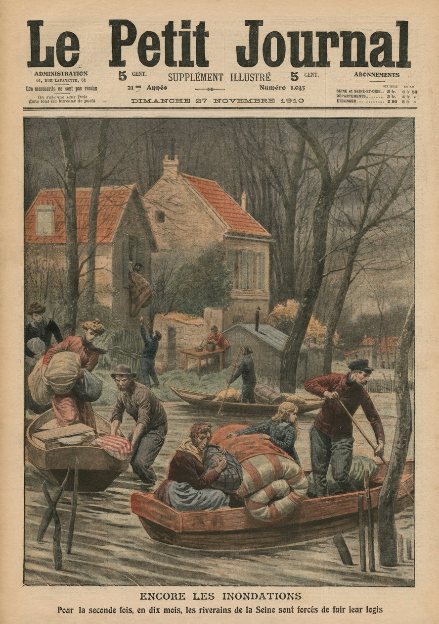 Újra árvizek, illusztráció a „Le Petit Journal”-ból, mellékelt illusztráció, 1910. november 27. alkotó: French Photographer