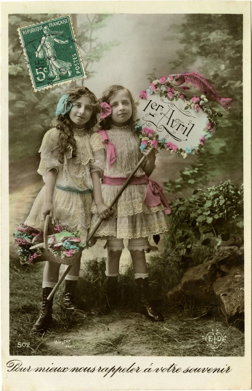 Üdvözlet, Bolondok napja, 1906 (színes fotó) alkotó: French Photographer