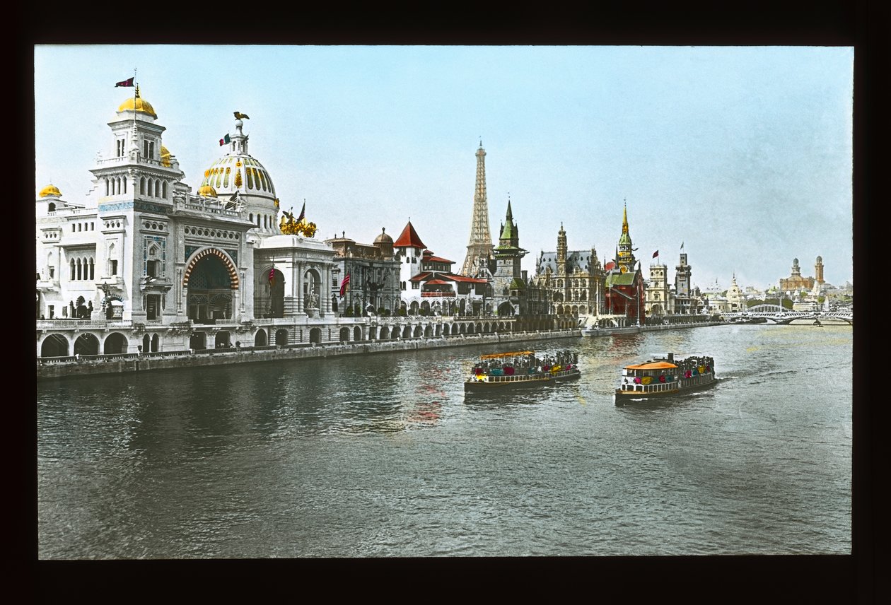 Párizsi kiállítás: Quai des Nations, az Oszmán pavilon és az Egyesült Államok pavilonja, 1900 (lámpás csúszda) alkotó: French Photographer