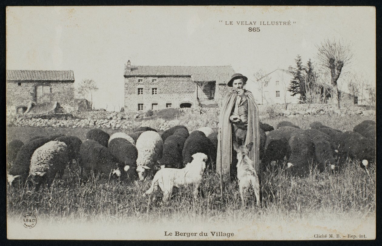 Falusi pásztort ábrázoló képeslap, 1900 körül alkotó: French Photographer
