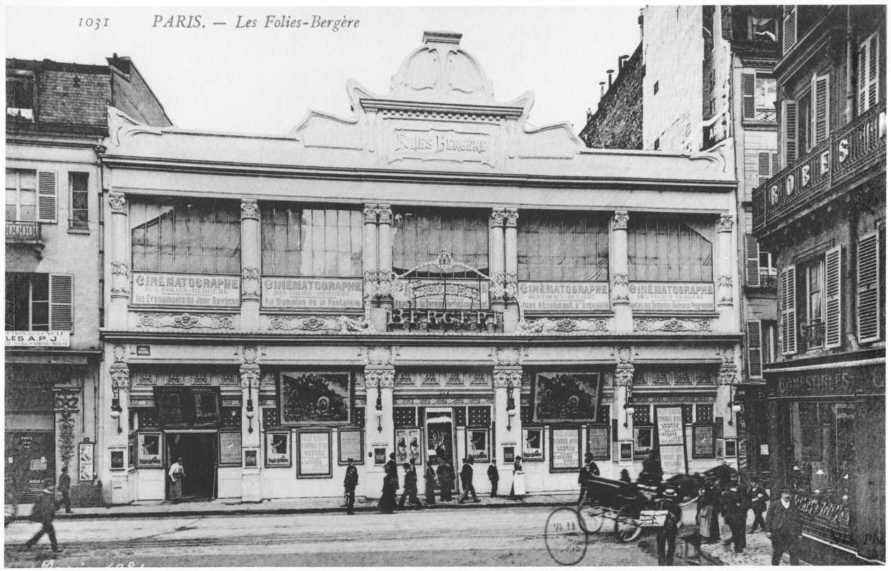 A Folies Bergere-t ábrázoló képeslap, rue Richer, Párizs, 1900 körül alkotó: French Photographer