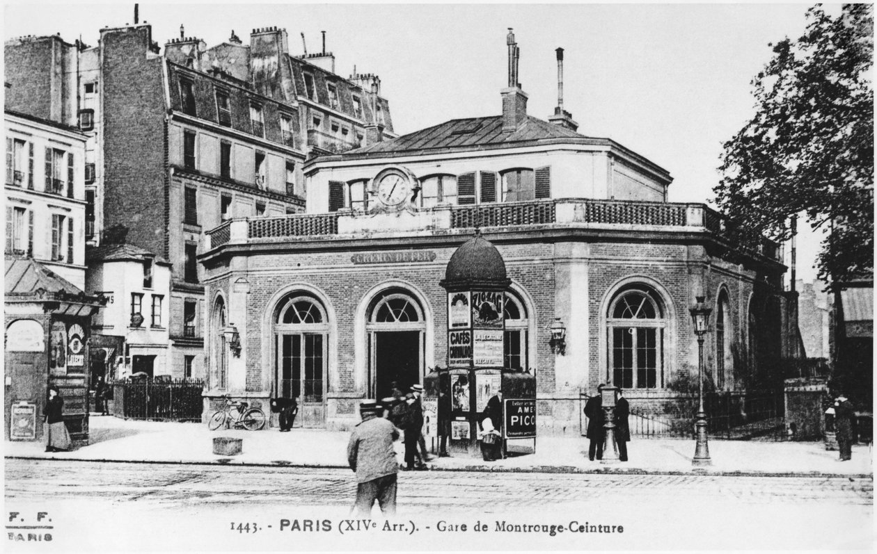 A párizsi Montrouge állomást ábrázoló képeslap, 1900 körül alkotó: French Photographer