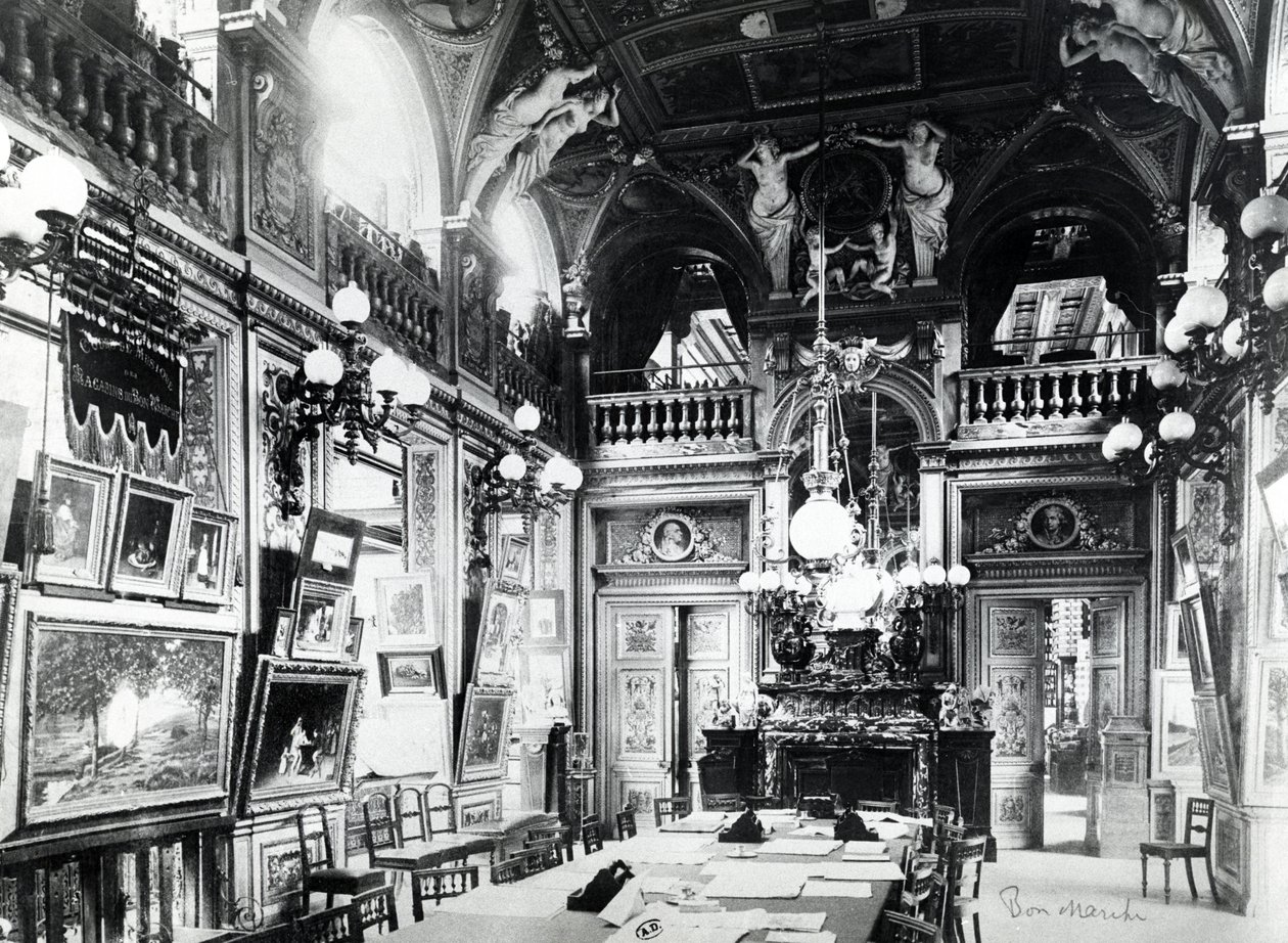 A Bon Marché Áruházak olvasóterme és művészeti galériája, Párizs, 19. század vége alkotó: French Photographer