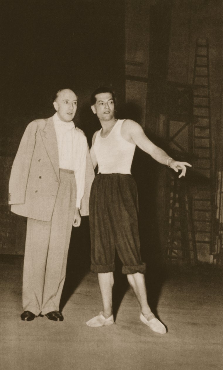 Serge Lifar és a márki de Cuevas a Theatre de Monte Carlo-ban, a Grand Ballet de Monte-Carlo-ból, 1949 (fotogravír) alkotó: French Photographer